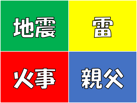 地震雷火事親父 株式会社 山二 ひとと 地球に やさしく